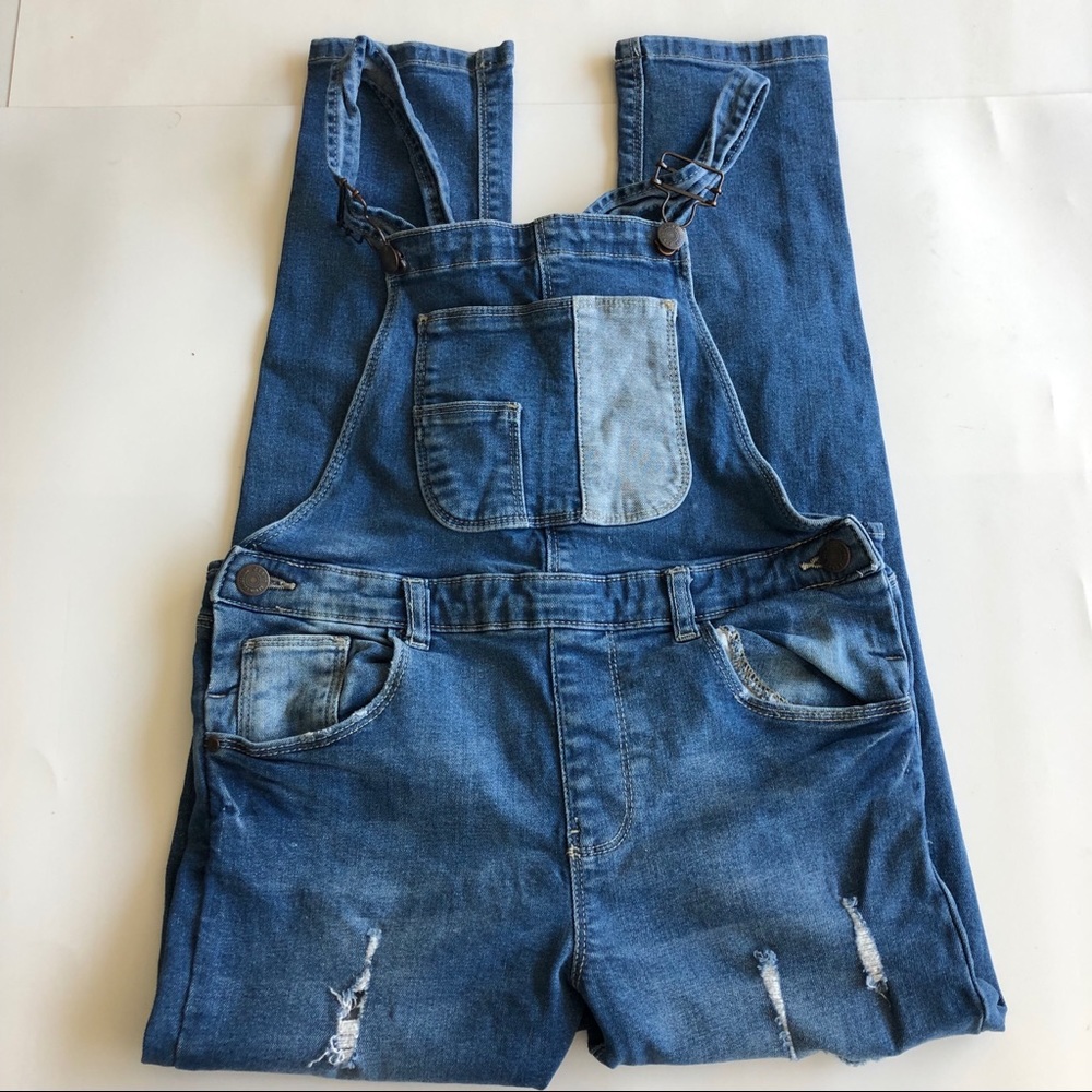 Zara Girl Distressed Denim Overalls